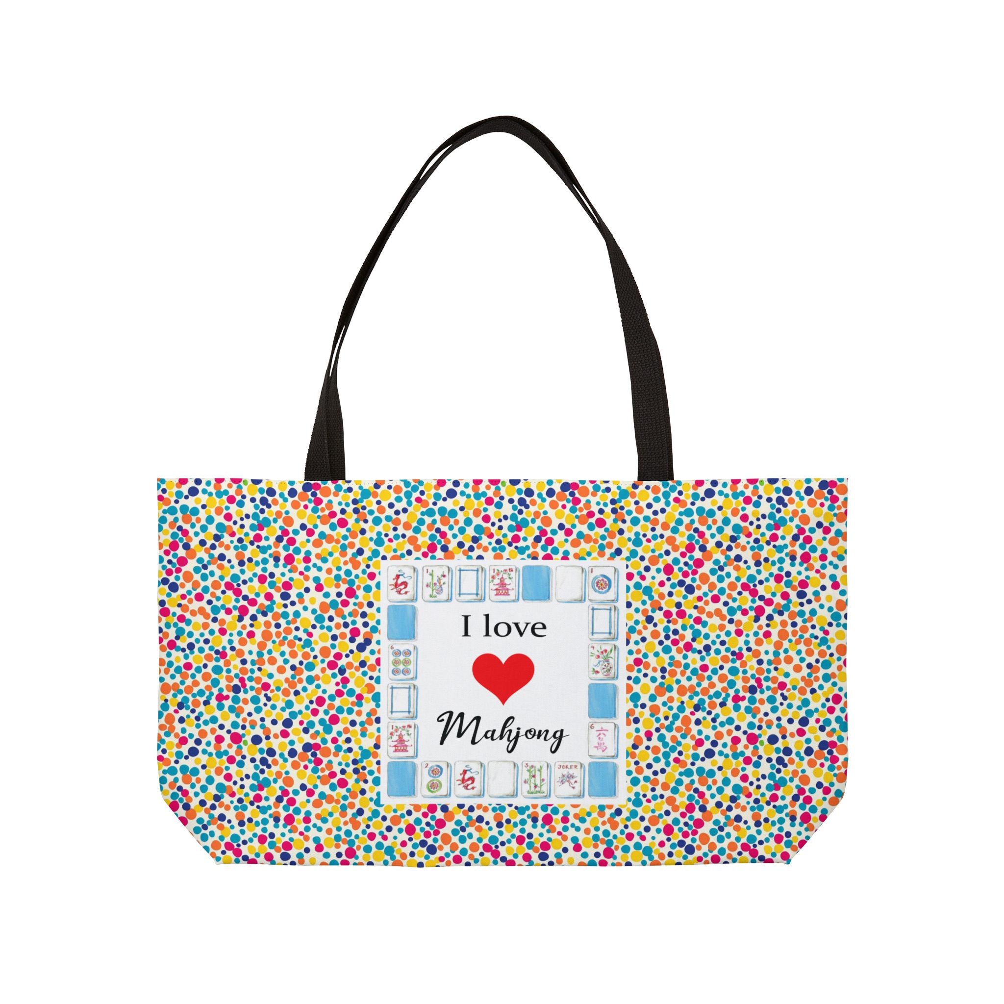 'I Love Mahjong' Colorful Confetti Game Night  Mahjong Bag