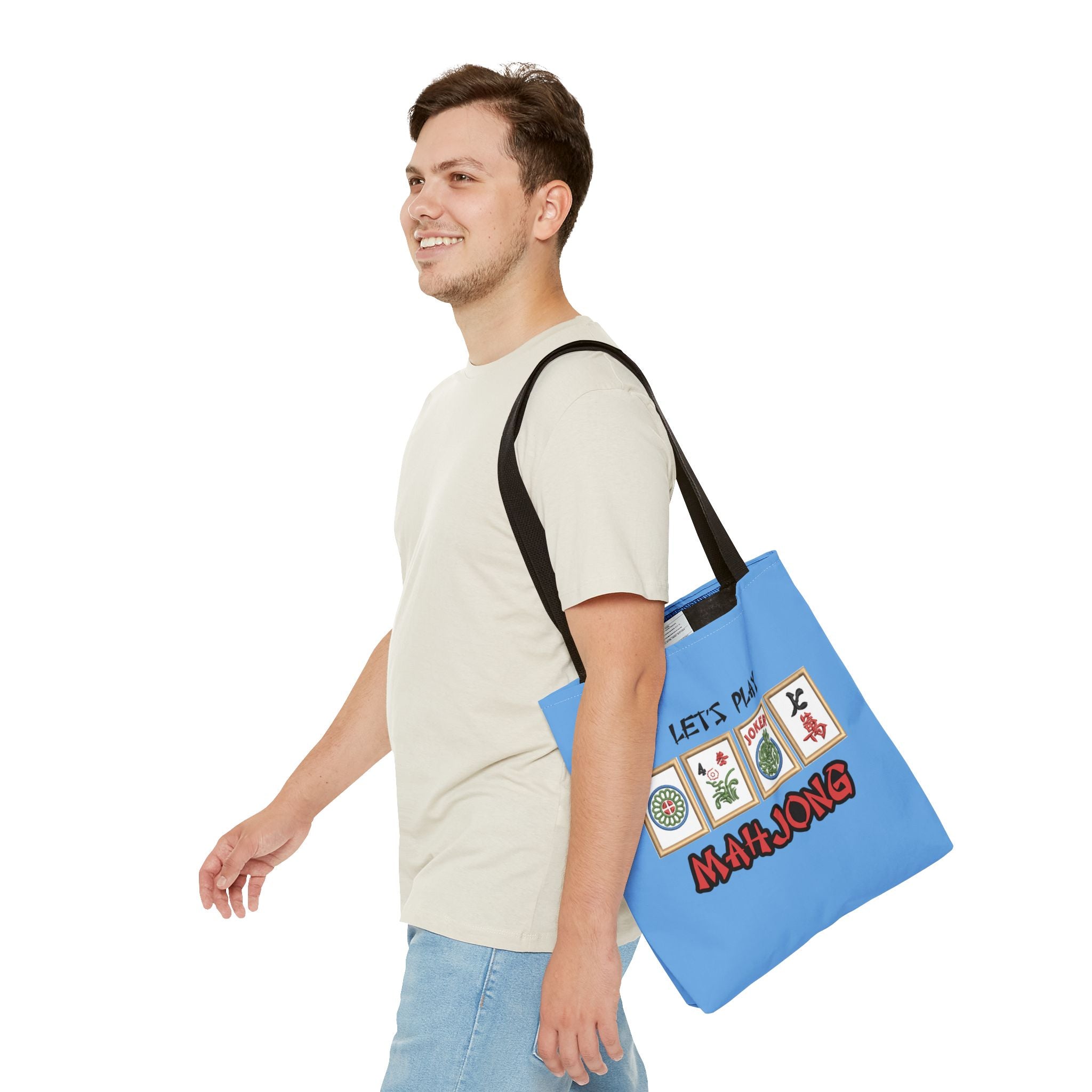Let's Play Mahjong Tote Bag — Personalized Mahjong Tiles Canvas Tote