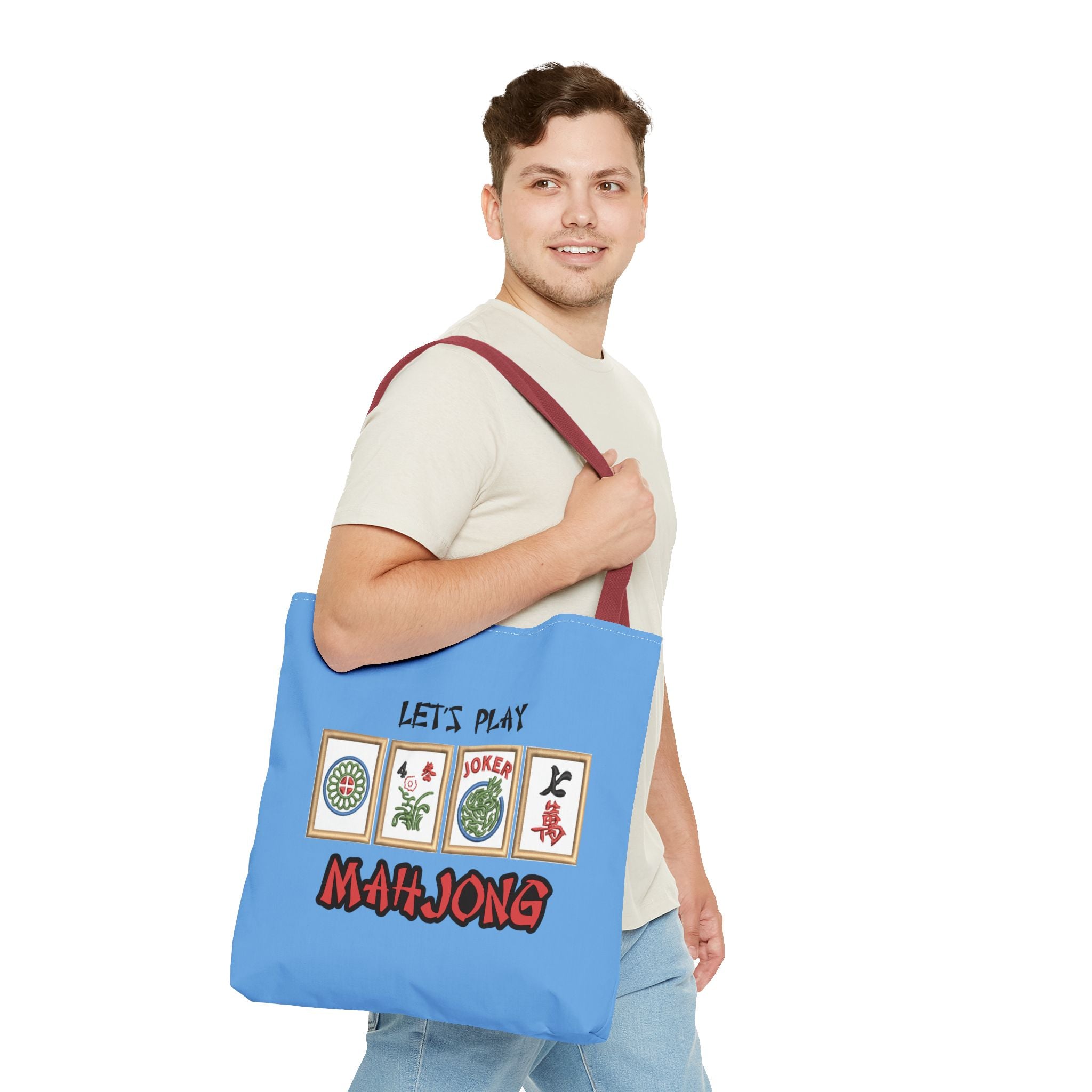 Let's Play Mahjong Tote Bag — Personalized Mahjong Tiles Canvas Tote