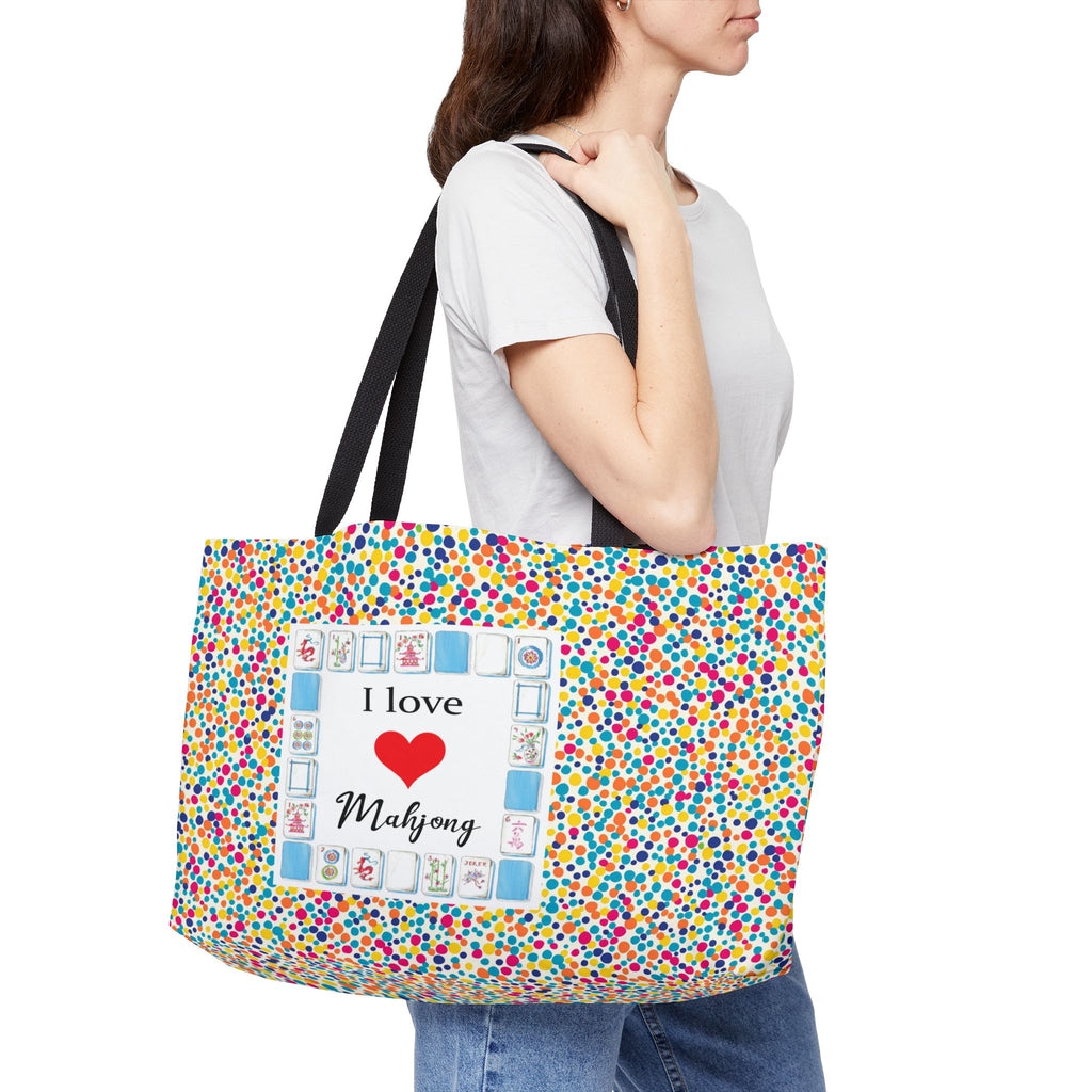 'I Love Mahjong' Colorful Confetti Game Night  Mahjong Bag