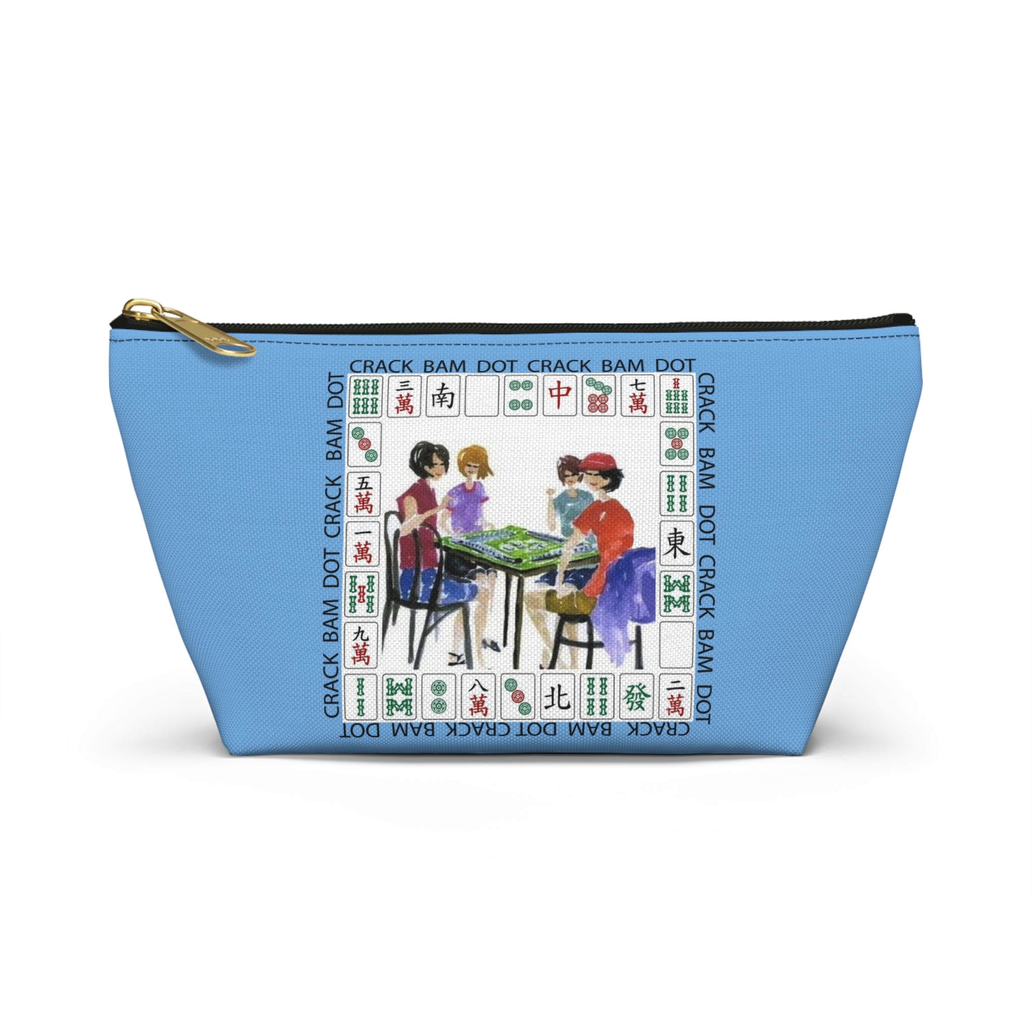 Women Playing Mahjong Accessory Pouch - Blue