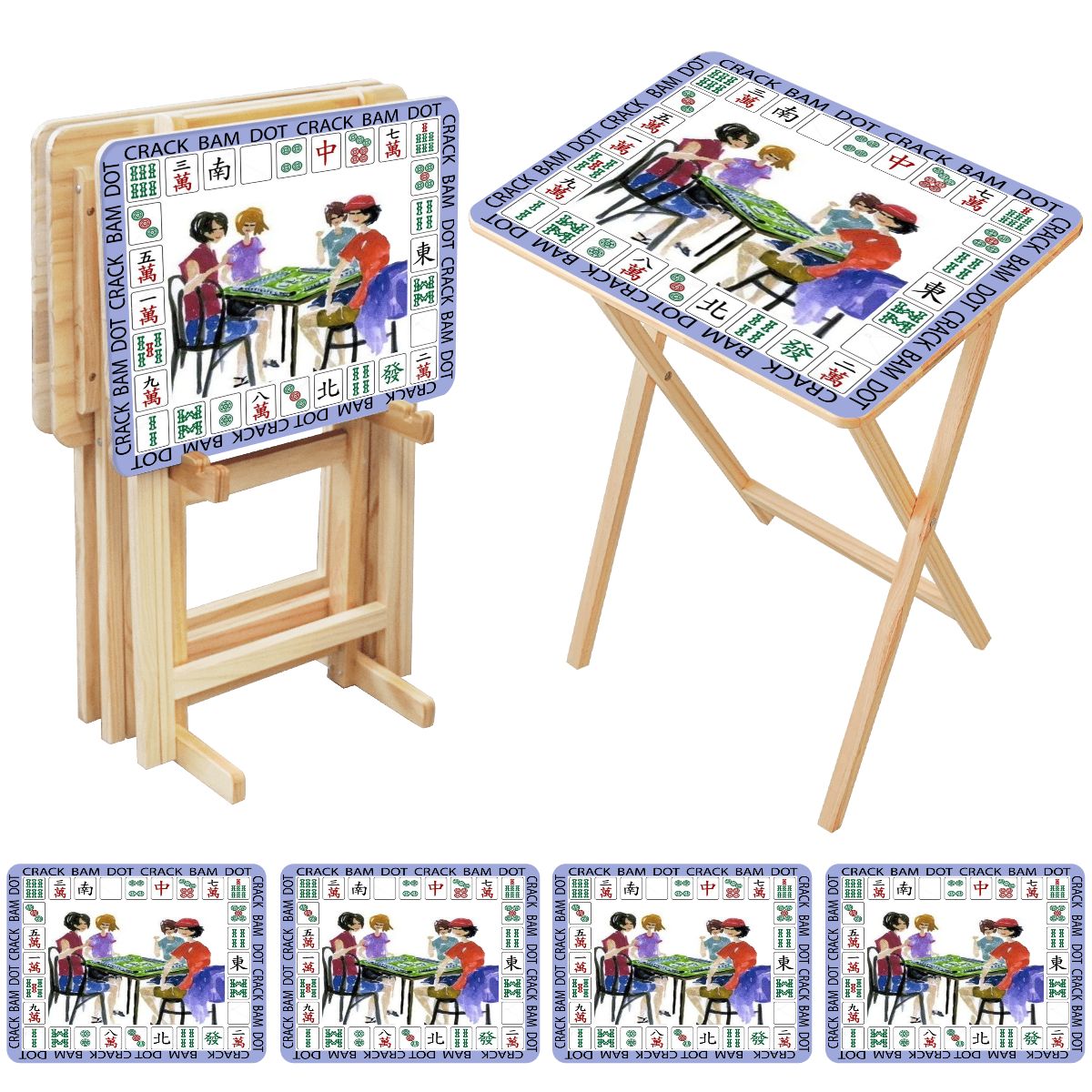 Women playing Mahjong 4 side tables with rack
