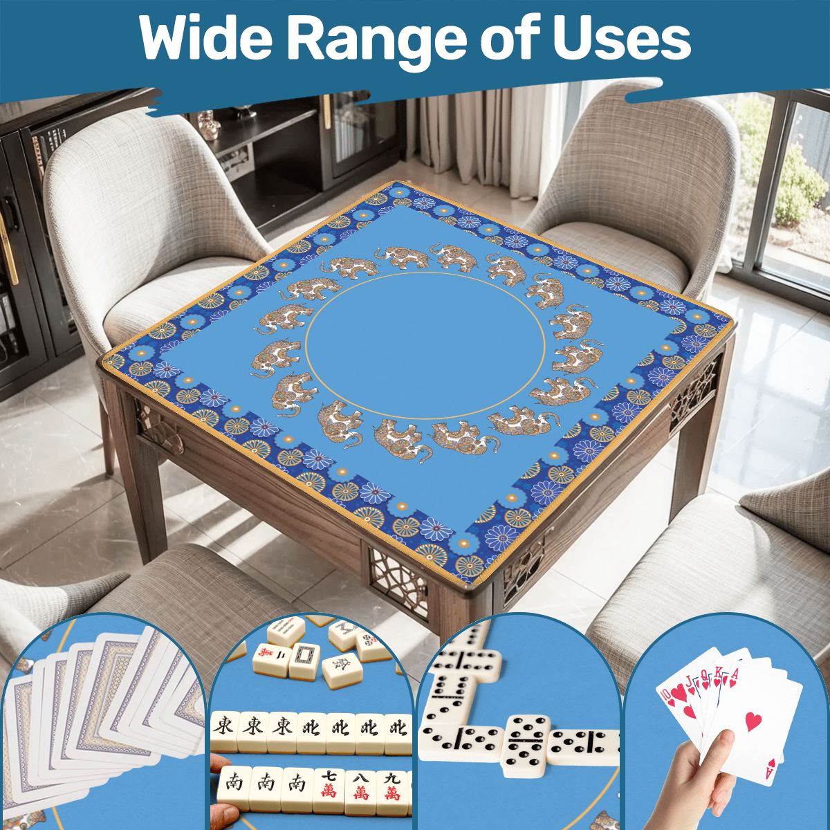 Solid center Elephant mahjong mat