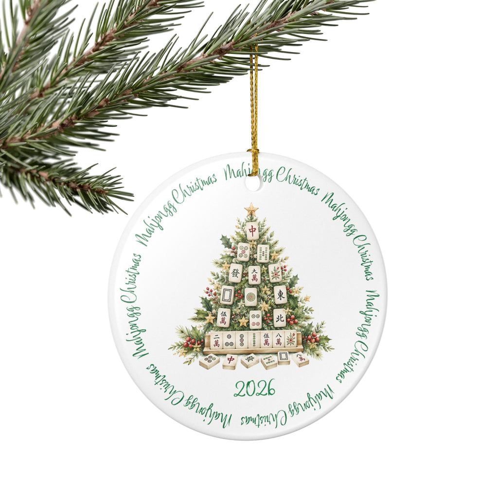 Mahjongg Christmas Ceramic Ornament