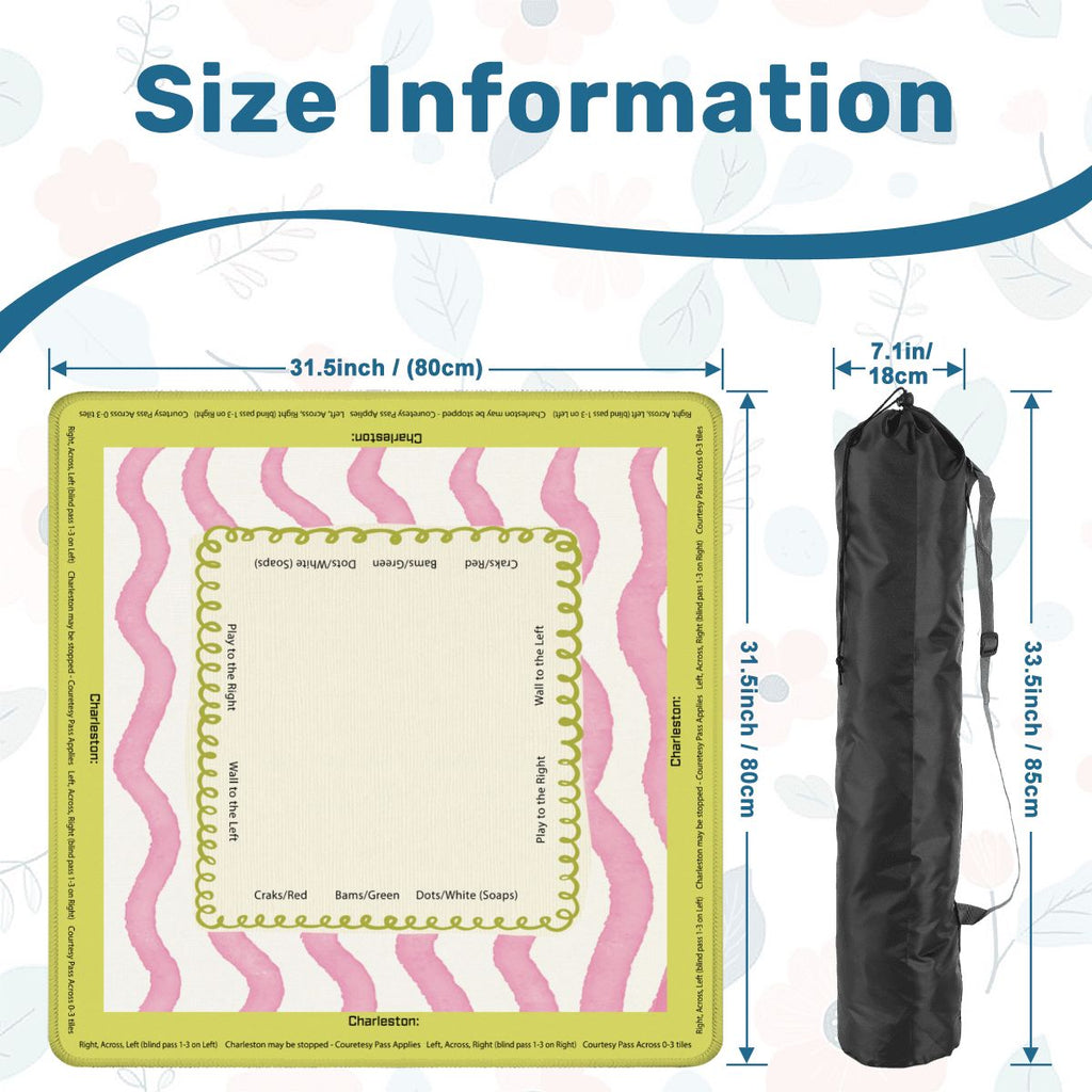 Abstract pink and green mahjong mat