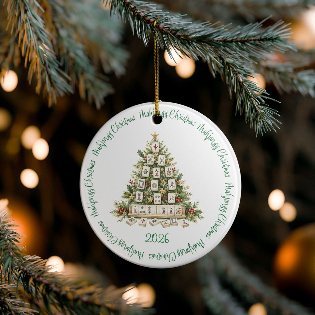 Mahjongg Christmas Ceramic Ornament