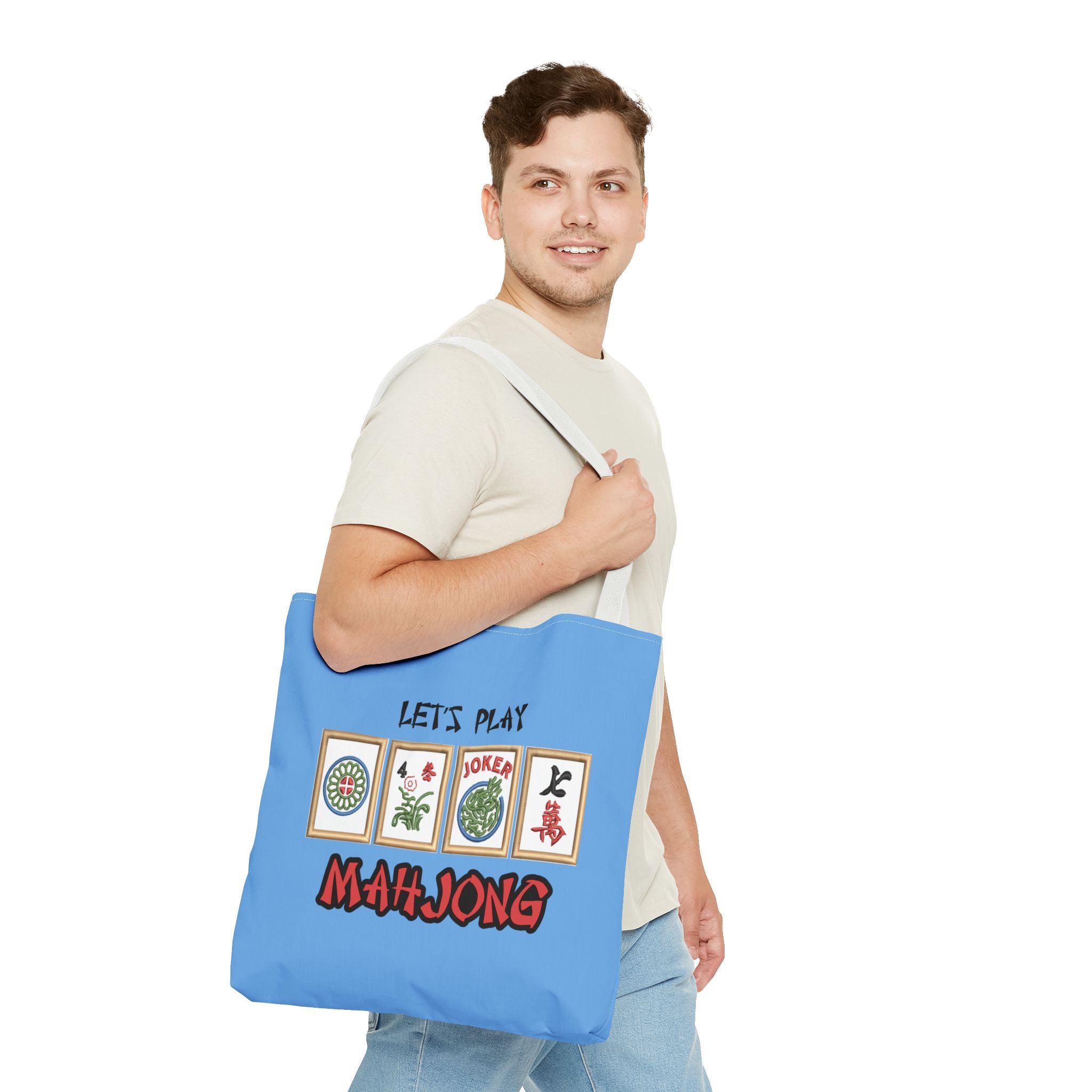 Let's Play Mahjong Tote Bag — Personalized Mahjong Tiles Canvas Tote