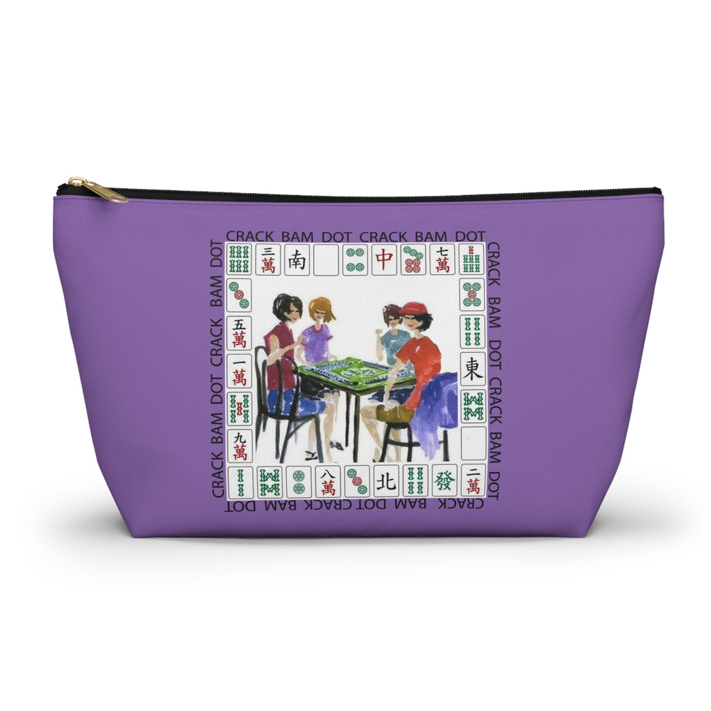 Women Playing Mahjong Accessory Pouch - Purple