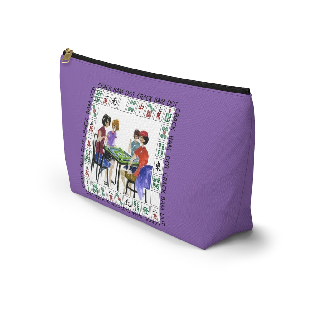 Women Playing Mahjong Accessory Pouch - Purple