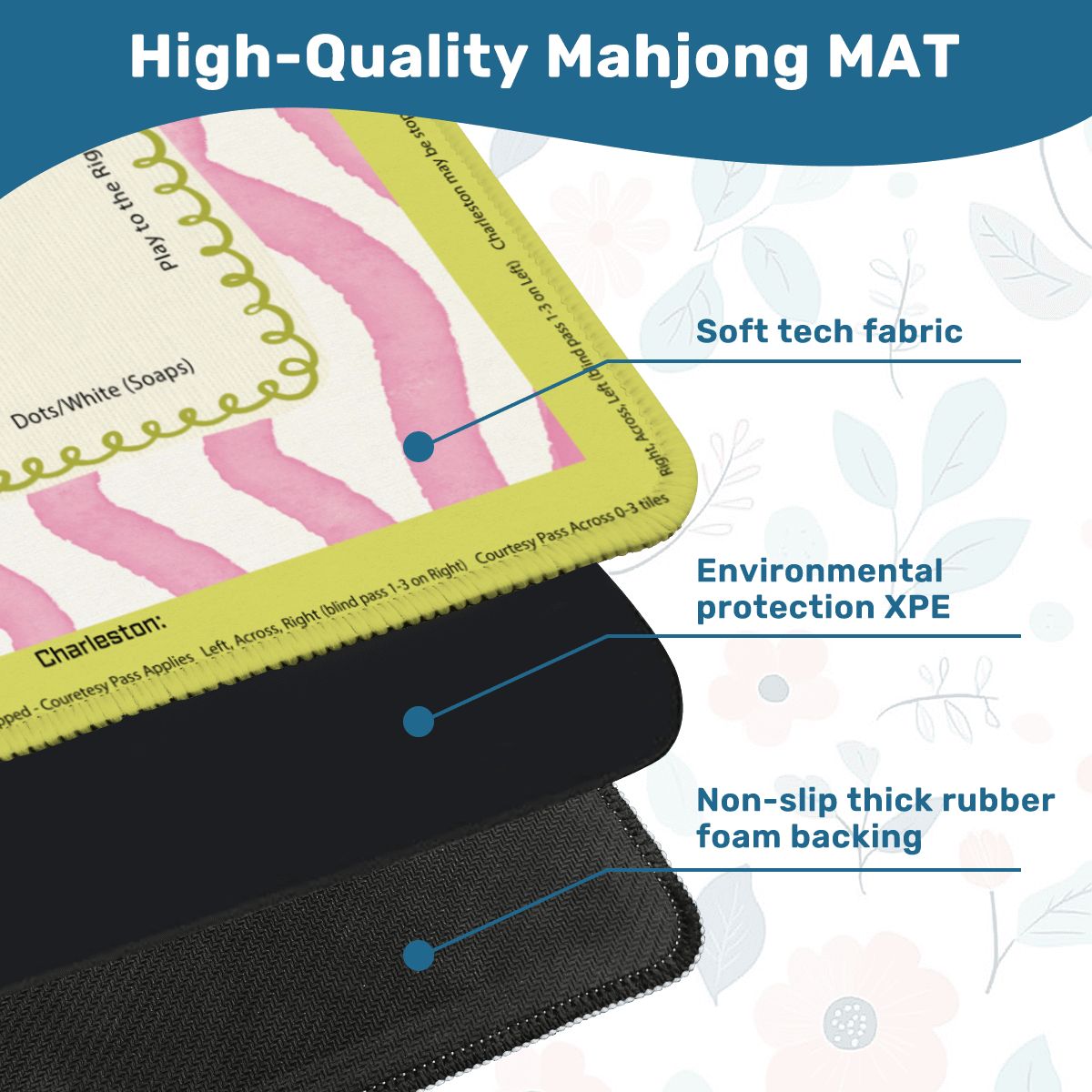 Abstract pink and green mahjong mat