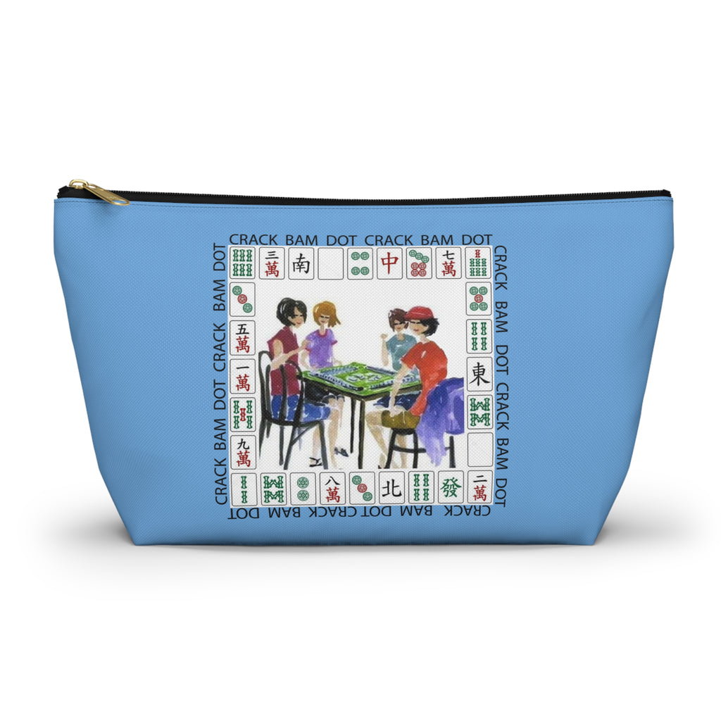 Women Playing Mahjong Accessory Pouch - Blue