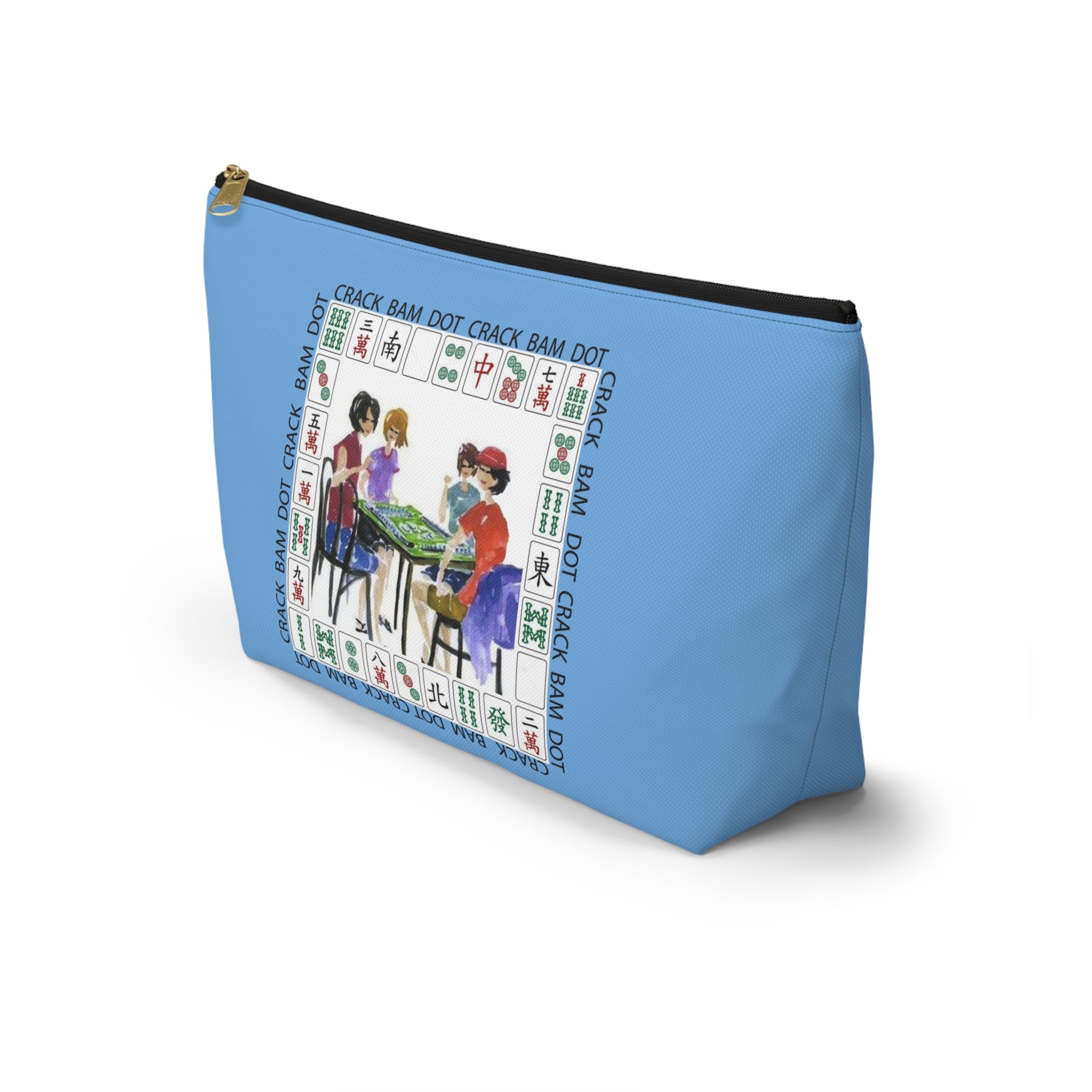 Women Playing Mahjong Accessory Pouch - Blue