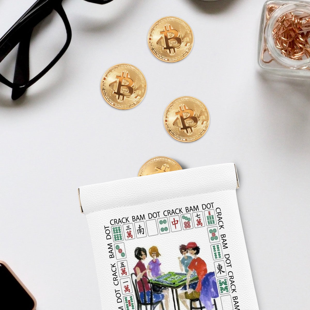 Women playing mahjong coin purse