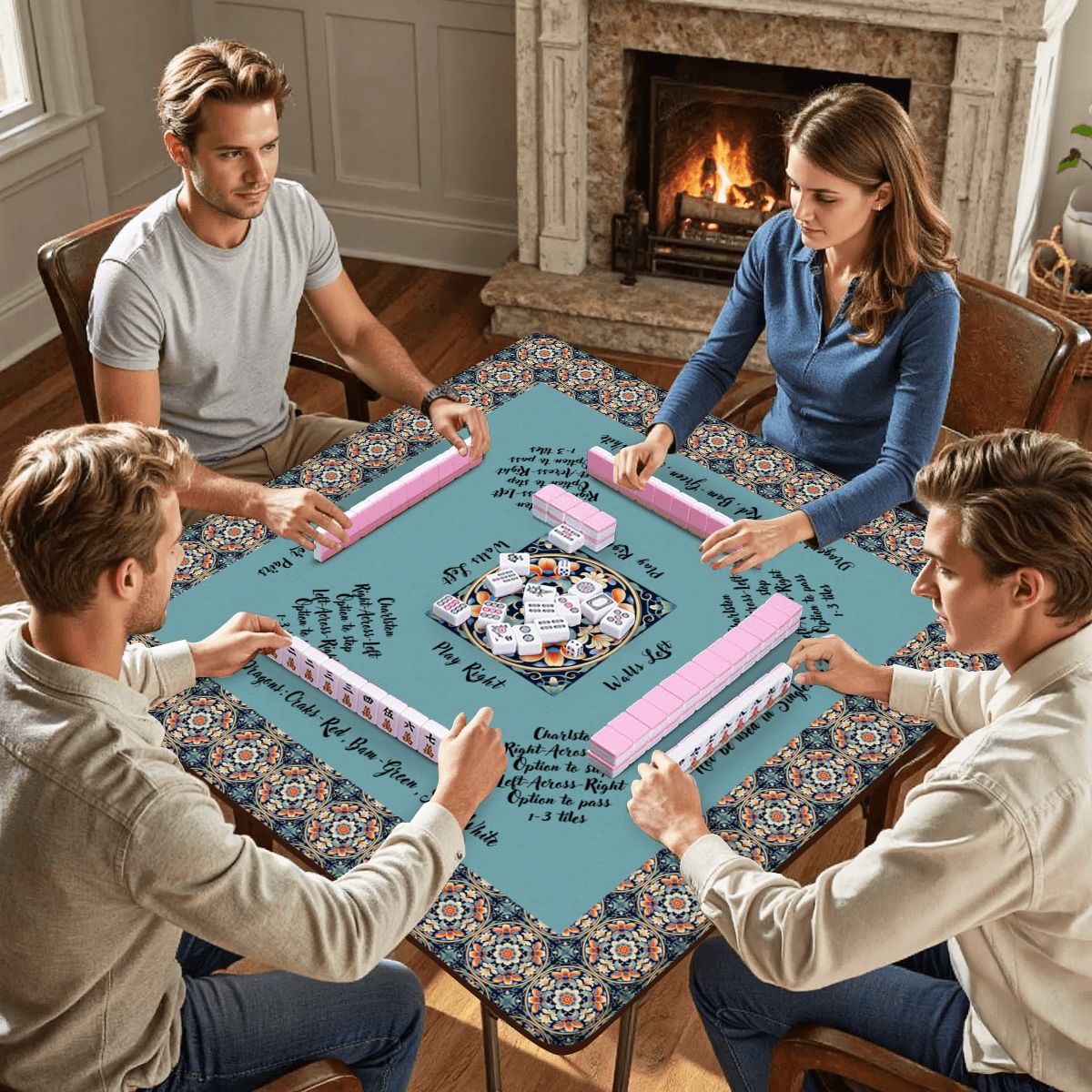 Asian design mahjong mat