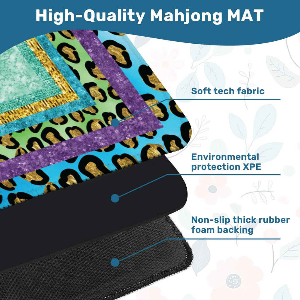 Colorful leopard spots mahjong mat