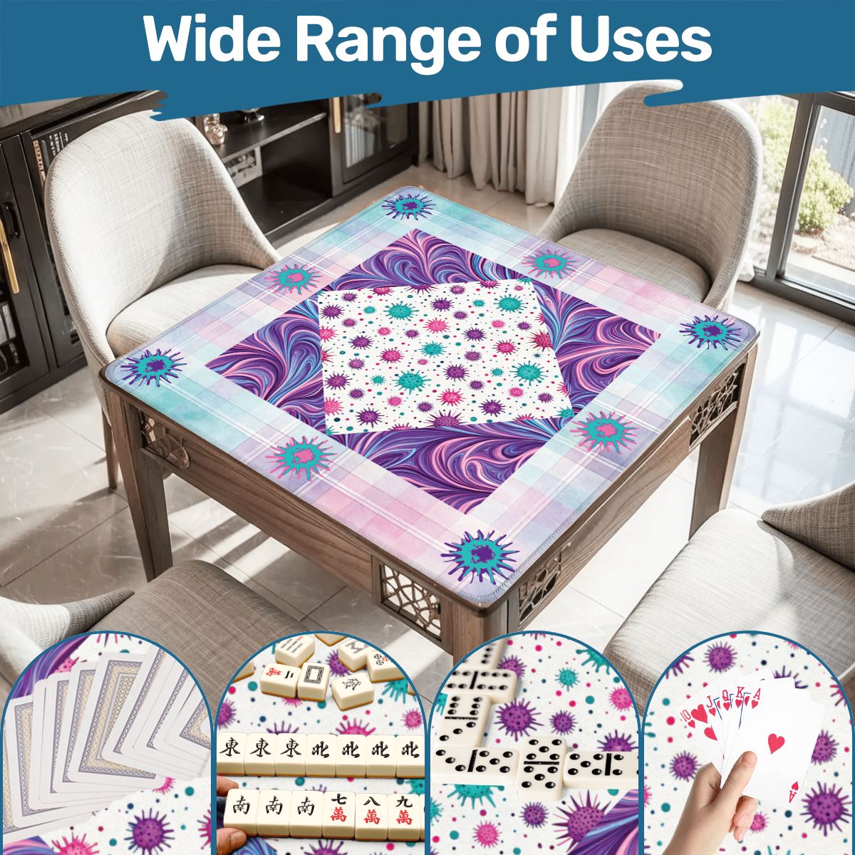 Pink and Purple abstract design Mahjong Mat