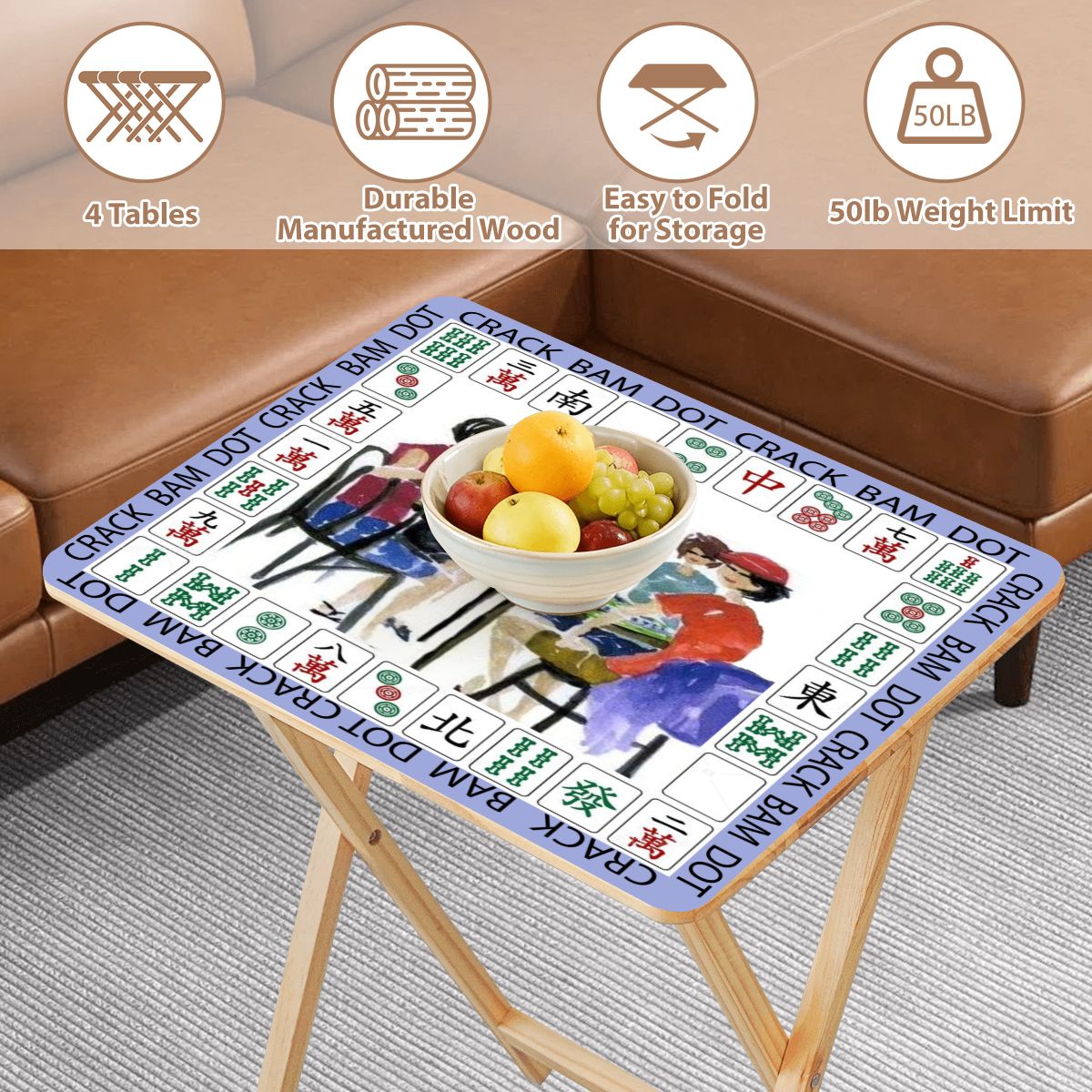 Women playing Mahjong 4 side tables with rack
