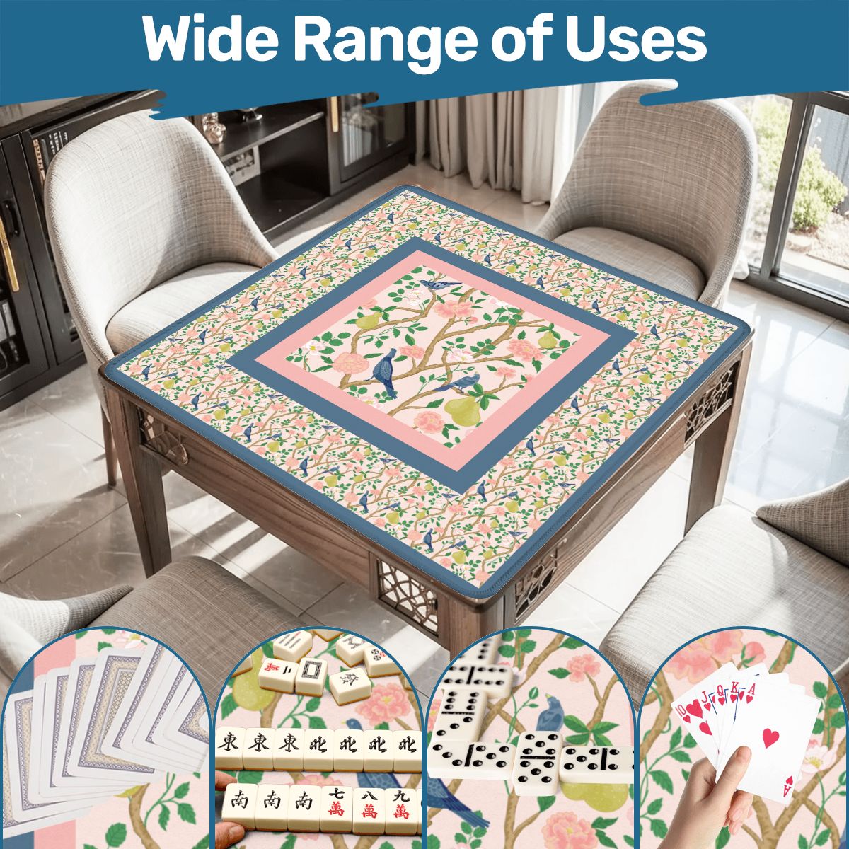 Bird and Bloom Chinoiseries mahjong mat