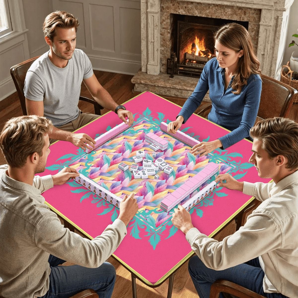 Feather mahjong mat